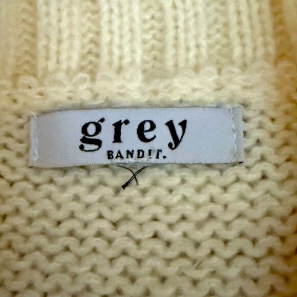Grey Bandit ivory and black chunky crew neck sweater NWOT S - Picture 6 of 10